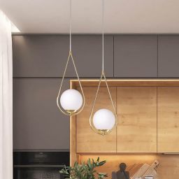 Kaja Neve Gold lampa wisząca 2x40 W biała-mosiądz K-4776