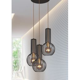 Kaja Arvi Black lampa wisząca 3x60W czarny/złoty K-4522