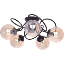 Kaja Floro lampa podsufitowa 5x40 W czarna-bursztynowa K-5127