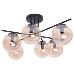 Kaja Delta lampa podsufitowa 6x40 W czarna-bursztynowa K-5162