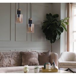 Kaja Alto lampa wisząca 2x40W czarny/bursztynowy K-5256