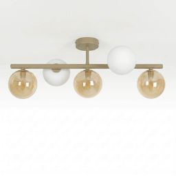 Kaja Lemo lampa podsufitowa 5x10 W biała-bursztynowa-beżowa K-5858