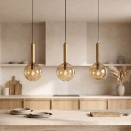 Kaja Yuki lampa wisząca 3x10 W czarna-patyna-bursztynowa K-5866