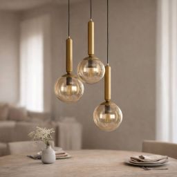 Kaja Yuki lampa wisząca 3x10 W czarna-patyna-bursztynowa K-5867