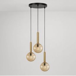 Kaja Yuki lampa wisząca 3x10 W czarna-patyna-bursztynowa K-5867