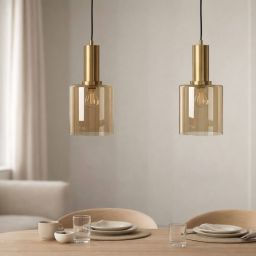 Kaja Aigo lampa wisząca 2x15 W czarna-patyna-bursztynowa K-5876