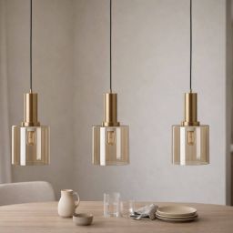 Kaja Aigo lampa wisząca 3x15 W czarna-patyna-bursztynowa K-5877
