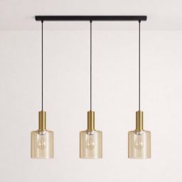 Kaja Aigo lampa wisząca 3x15 W czarna-patyna-bursztynowa K-5877