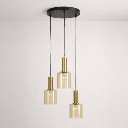 Kaja Aigo lampa wisząca 3x15 W czarna-patyna-bursztynowa K-5878