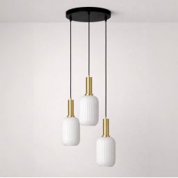 Kaja Fiore lampa wisząca 3x15 W biała-czarna-patyna K-5882