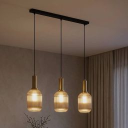 Kaja Hiro lampa wisząca 3x15 W czarna-patyna-bursztynowa K-5886