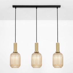 Kaja Hiro lampa wisząca 3x15 W czarna-patyna-bursztynowa K-5886