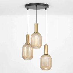 Kaja Hiro lampa wisząca 3x15 W czarna-patyna-bursztynowa K-5887