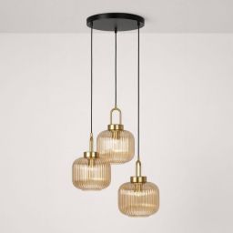 Kaja Aria lampa wisząca 3x15 W czarna-patyna-bursztynowa K-5897
