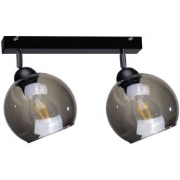 Keter Lighting Yuno lampa podsufitowa 2x60 W czarna-przydymiona 1219