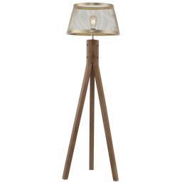 Just Light Frederik lampa stojąca 1x60W mosiądz mat/drewno 11424-60