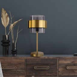 Light Prestige Miele lampa stołowa 1x40W złota/przydymiona LP-866/1TSM/GD