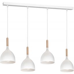 Luminex Noak Wood lampa wisząca 4x60 W biała-drewno 3710