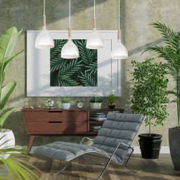 Luminex Noak Wood lampa wisząca 4x60 W biała-drewno 3710