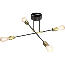 Luminex Flame lampa podsufitowa 4x60W czarny/złoty 3906