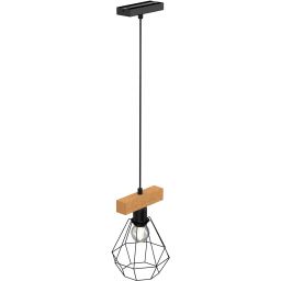 Luminex Vastra lampa wisząca 1x60W czarny/drewno 4101
