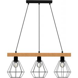 Luminex Vastra lampa wisząca 3x60W czarny/drewno 4103