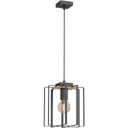 Luminex Kortez lampa wisząca 1x15W czarny/drewno 4453