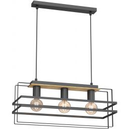 Luminex Kortez lampa wisząca 3x15W czarny/drewno 4454