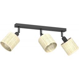 Luminex Rattan lampa podsufitowa 3x15W czarny/rattan 5296