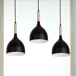 Luminex Noak Wood lampa wisząca 3x60W czarny/drewno 1193