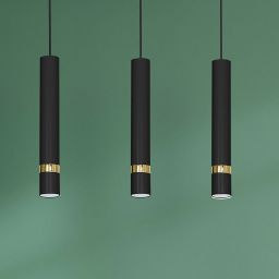 Luminex Reno lampa wisząca 3x8W czarny/złoty 1555