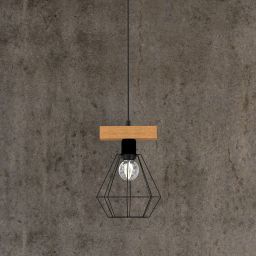 Luminex Vastra lampa wisząca 1x60W czarny/drewno 4101