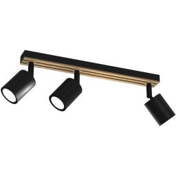 Luminex Terra lampa podsufitowa 3x8W czarny/drewno 9958