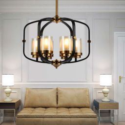 Lumina Deco Bonton W6 lampa wisząca 6x40W czarny/mosiądz/szkło przezroczyste LDP1221-6BK+MD