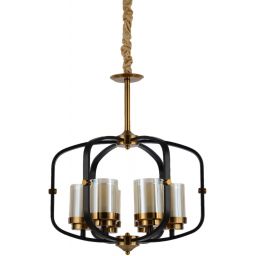 Lumina Deco Bonton W6 lampa wisząca 6x40W czarny/mosiądz/szkło przezroczyste LDP1221-6BK+MD