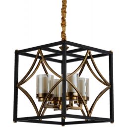 Lumina Deco Quadrato lampa wisząca 4x40W mosiądz/czarny/przezroczysty LDP1223-4BK+MD