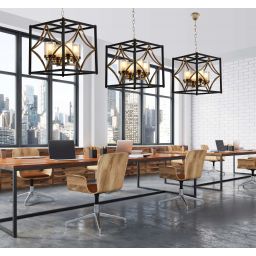 Lumina Deco Quadrato lampa wisząca 4x40W mosiądz/czarny/przezroczysty LDP1223-4BK+MD