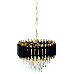 Lumina Deco Mazini D40 lampa wisząca 6x40W czarno/złota/kryształ LDP6003-400BK+GD