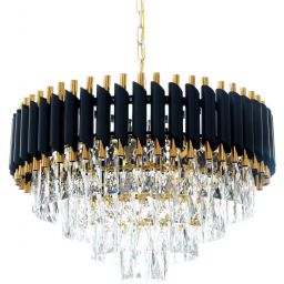 Lumina Deco Mazini D50 lampa wisząca 9x40W czarno/złota/kryształ LDP6003-500BK+GD