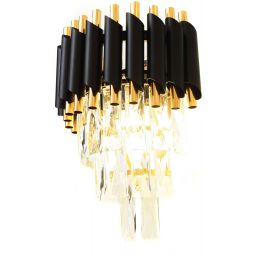 Lumina Deco Mazini W2 kinkiet 2x40W czarno/złota/kryształ LDW6003-2BK+FGD