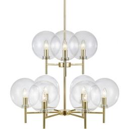 Markslöjd Crown lampa wisząca 9x20W złoty szczotkowany/przezroczysty 107920