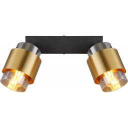 Globo Lighting Milley lampa podsufitowa 2x40W czarny mat/mosiądz/szkło przydymione 15560-2