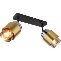 Globo Lighting Milley lampa podsufitowa 2x40W czarny mat/mosiądz/szkło przydymione 15560-2