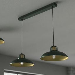 Milagro Felix lampa wisząca 2x60W ciemny zielony/złoty mat MLP7710