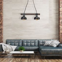 Milagro Faro lampa wisząca 2x60W czarno/drewniana MLP6242