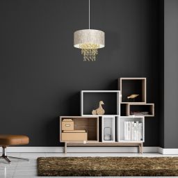 Milagro Almeria lampa wisząca 1x60W biało/złota/chrom/kryształ MLP6446