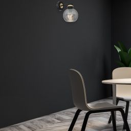 Milagro Omega kinkiet 1x60W czarno/złoty/szkło dymione MLP6528