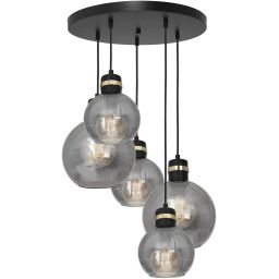 Milagro Omega lampa wisząca 5x60W czarno/złota/szkło dymione MLP6534