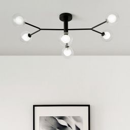Miloox Cosmo lampa podsufitowa 6x40W czarna/przezroczysta 1744.165