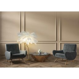 Moosee Tiffany lampa stojąca 5x40 W biała-złota MSE1501100417